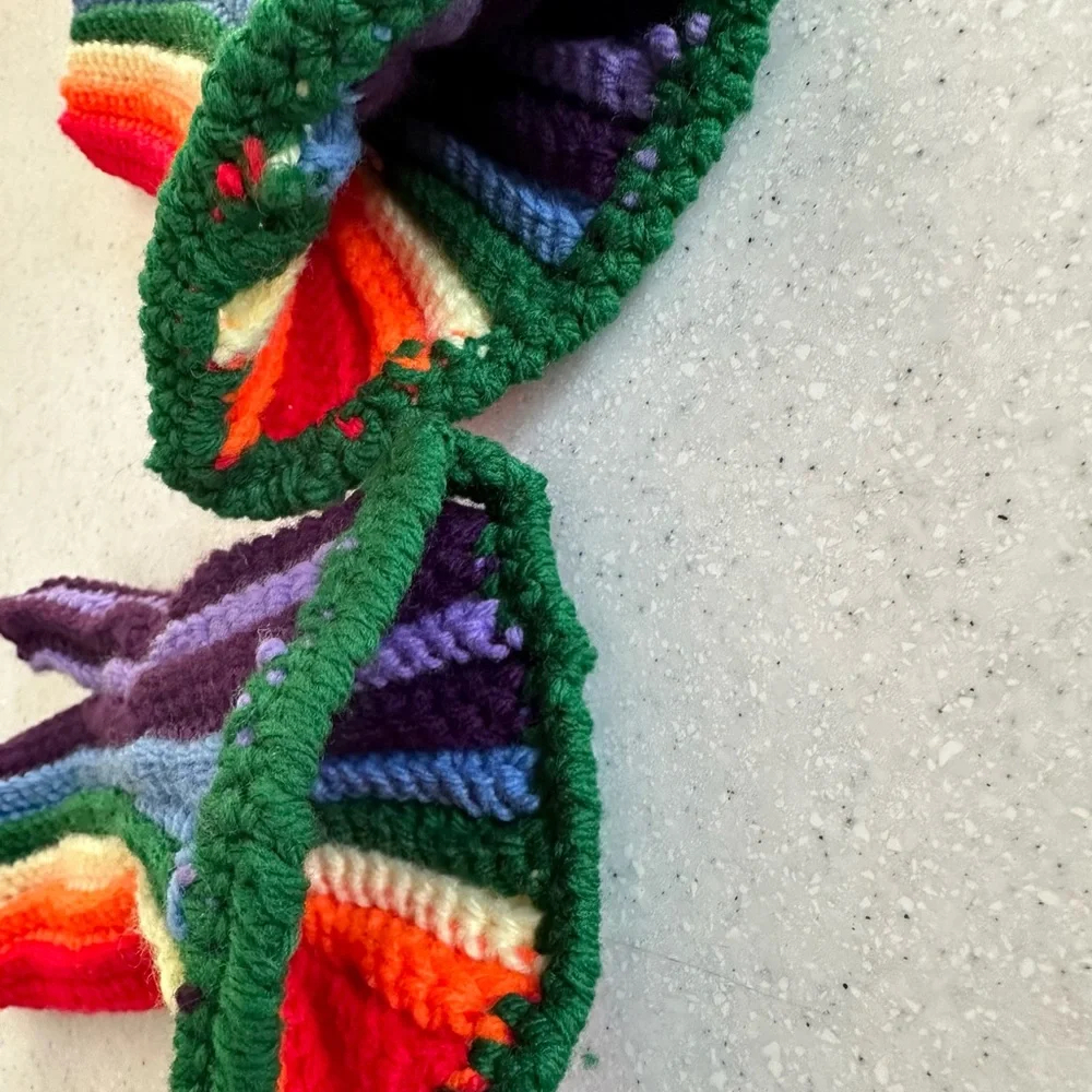 Handmade Crocheted Rainbow 🌈 Girl’s Mittens! So Cute! Outerwear. Multicolored